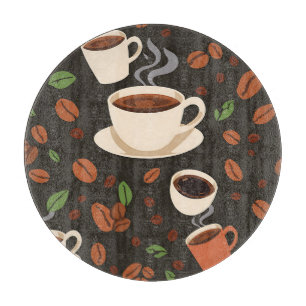 Kaffeetassen-Bohnen-Morgen-Muster Schneidebrett