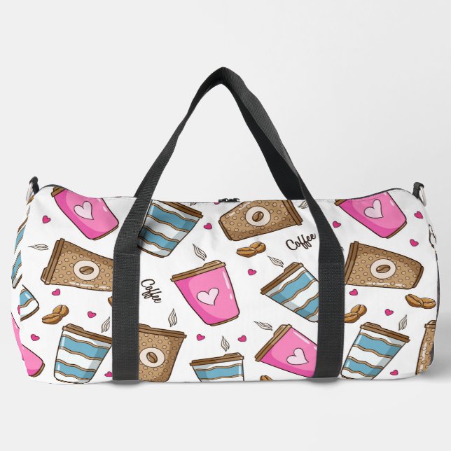 Kaffeetassen, Kaffeebohnen, Herz, Kaffee Lover Duffle Bag (Vorderseite)