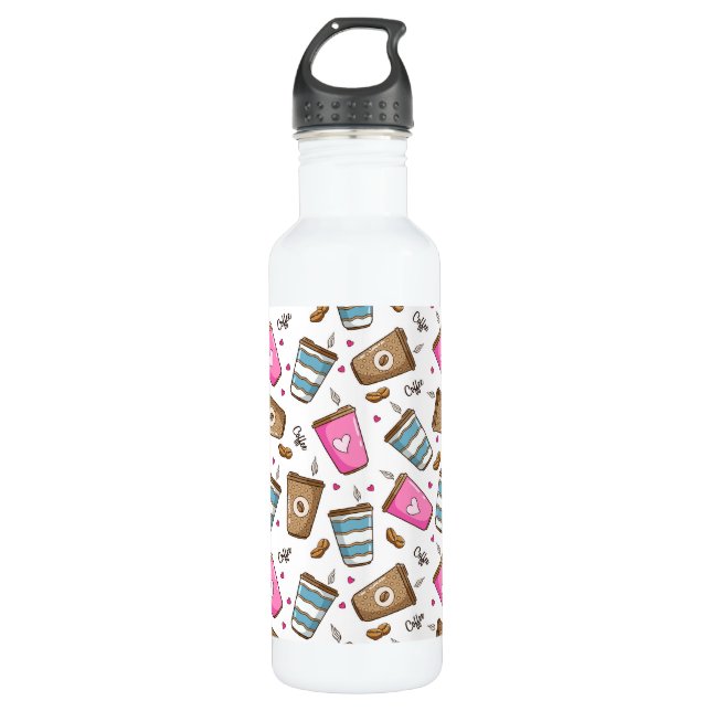 Kaffeetassen, Kaffeebohnen, Herz, Kaffee Lover Edelstahlflasche (Vorderseite)