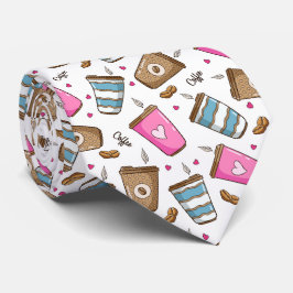 Kaffeetassen, Kaffeebohnen, Herz, Kaffee Lover Krawatte
