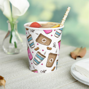 Kaffeetassen, Kaffeebohnen, Herz, Kaffee Lover Pappbecher