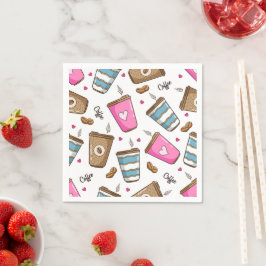 Kaffeetassen, Kaffeebohnen, Herz, Kaffee Lover Serviette