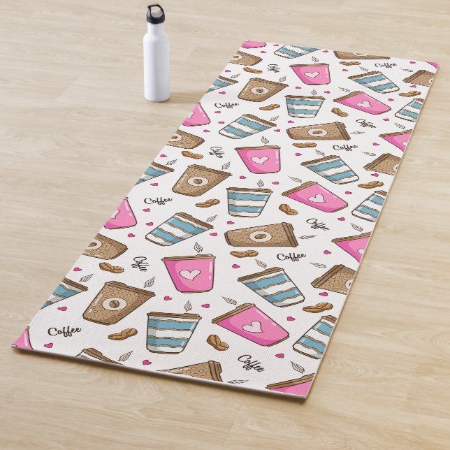 Kaffeetassen, Kaffeebohnen, Herz, Kaffee Lover Yogamatte (Beispiel)