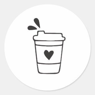 Kaffeetassen-Linienkunst Runder Aufkleber