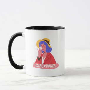 Kaffeetassen-Mädchen-Zeichnungsdesign Tasse