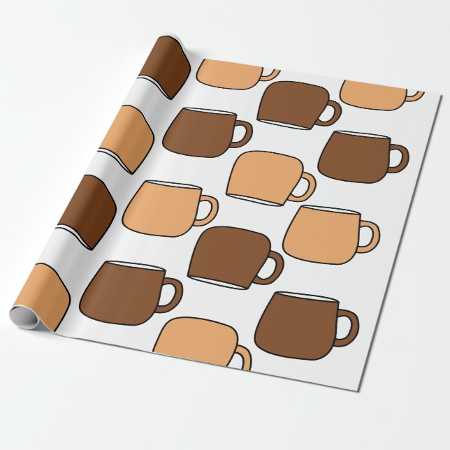 Kaffeetassen-Muster Geschenkpapier (Ungerollt)