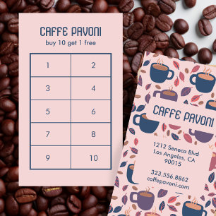 Kaffeetassen Muster Rosa Blau Café Süß 10  Treuekarte