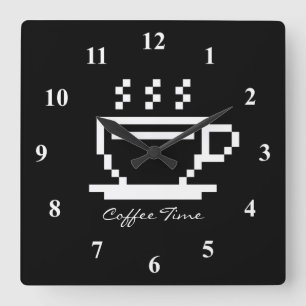 Kaffeetassendekoration große quadratische Wanduhr