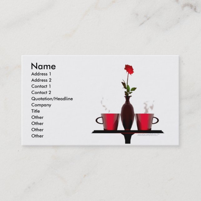 Kaffeetisch und Rose Visitenkarte (Vorderseite)