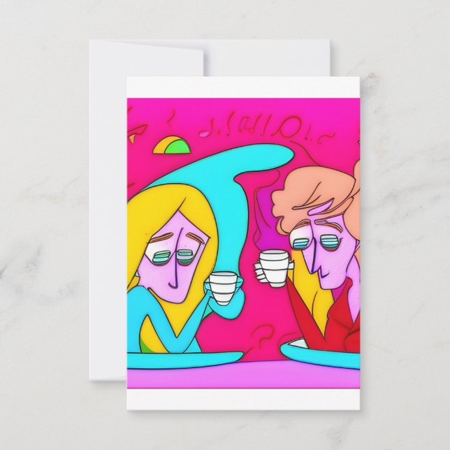Kaffeetrinkender Freund Dankeskarte (Vorderseite)