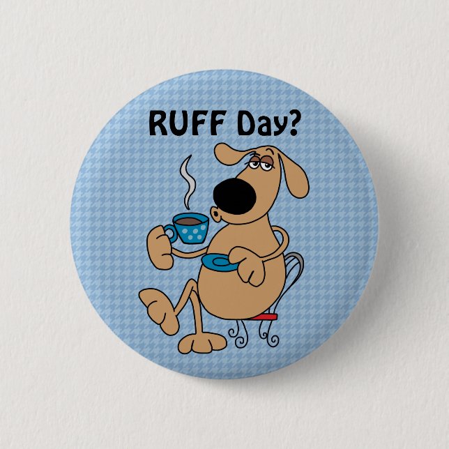 Kaffeetrinkender Hund Knopf Button (Vorderseite)