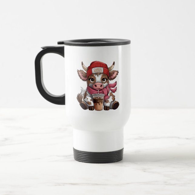 Kaffeetüchtige Kuh Reisebecher (Links)