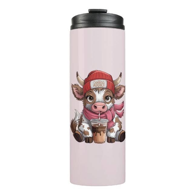 Kaffeetüchtige Kuh Thermosbecher (Vorderseite)