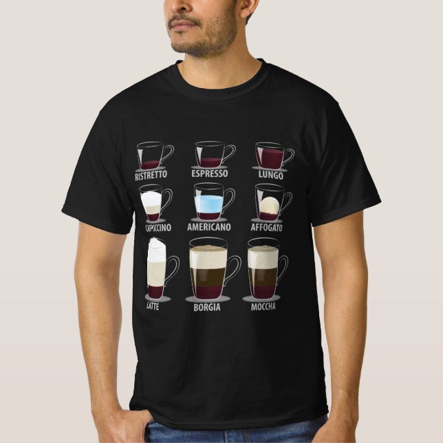 Kaffeetypen T-Shirt (Vorderseite)