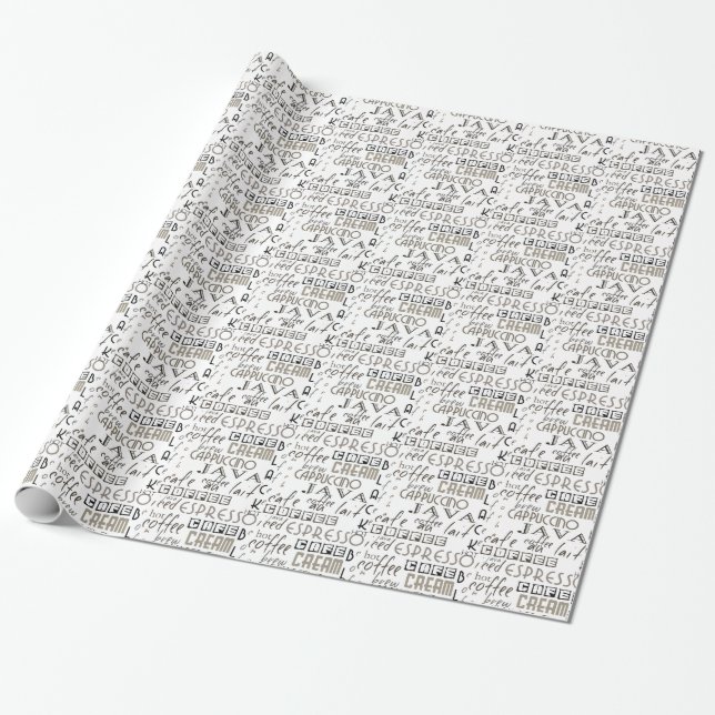 Kaffeetyppografie Geschenkpapier (Ungerollt)