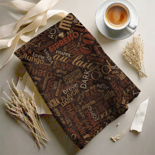 Kaffeewortwolke auf Jute Chestnut ID283 Stoff