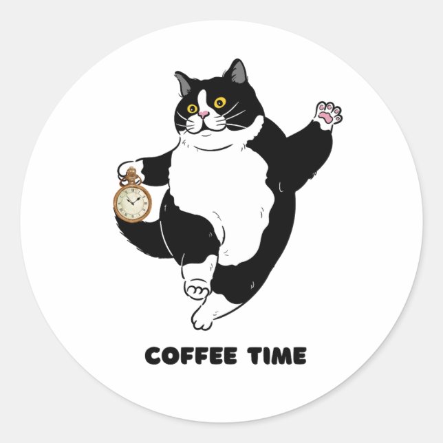 Kaffeezeit Black Cat für Vorführungen | Aufkleber (Vorderseite)