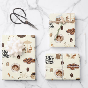 Kaffeezeit Espresso Latte Cappuccino Geschenkpapier Set