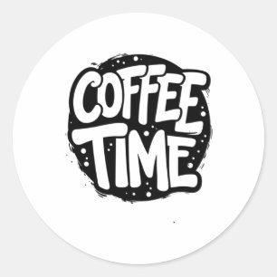 Kaffeezeit - Fett handgeschriebene Typografie-Aufk Runder Aufkleber