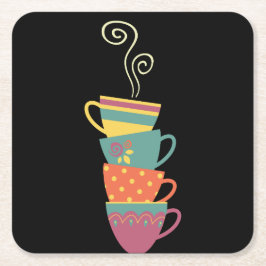 Kaffeezeit gestapelte Tasse Dampf wirbeln Rechteckiger Pappuntersetzer