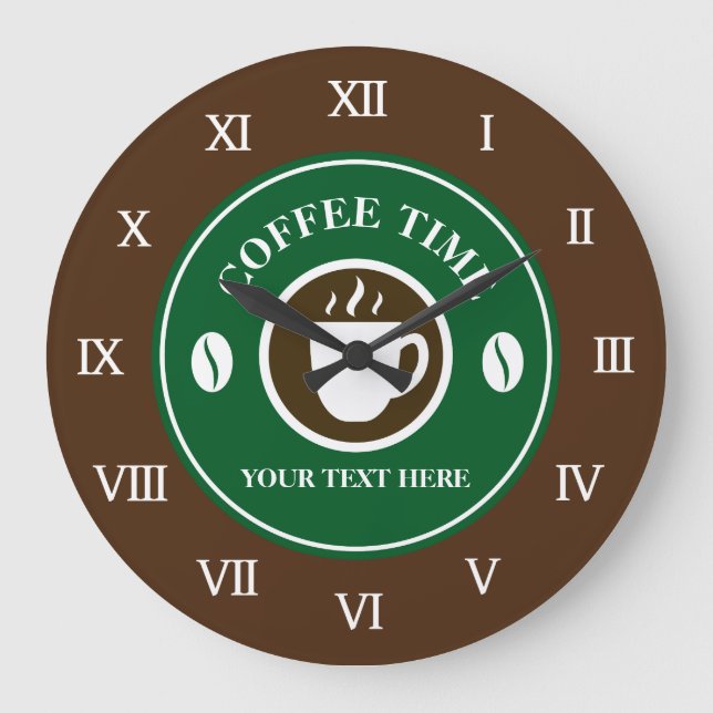 Kaffeezeit große Wanduhr für Küchencafé (Vorderseite)