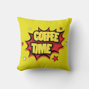 Kaffeezeit mit Cartoon Platsch Kissen