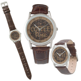 Kaffeezeit Röstbohnen Brown Armbanduhr