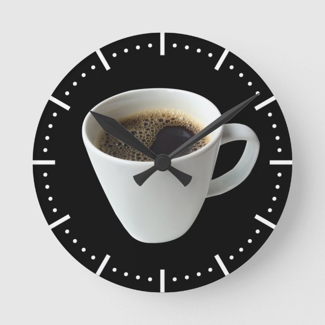 Kaffeezeit Runde Wanduhr (Vorderseite)