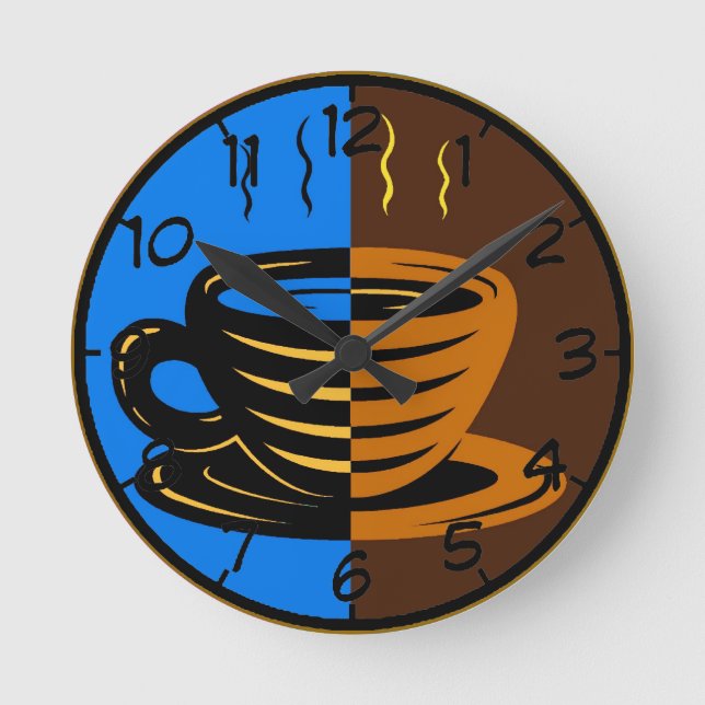 Kaffeezeit Runde Wanduhr (Vorderseite)