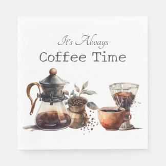 Kaffeezeit Wasserfarbe Vintag Inspiriert Grafik Serviette