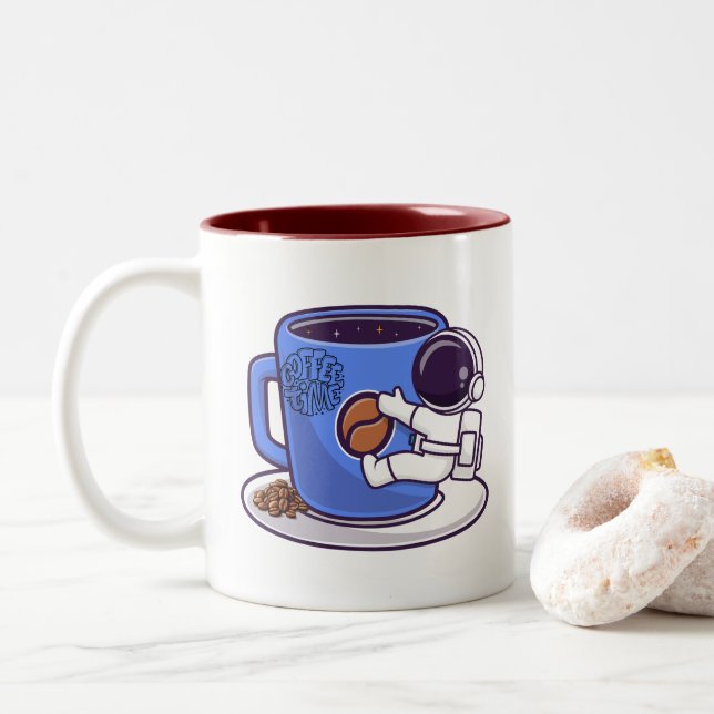 Kaffeezeit Zweifarbige Tasse (Mit Donut)