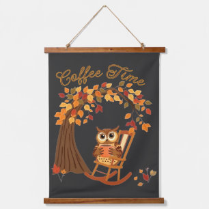 Kaffeezeitkugel fällt als Whimsisches Design Wandteppich Mit Holzrahmen
