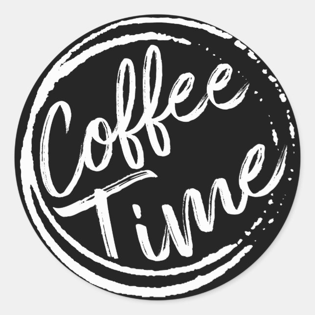 Kaffeezeitquoten über Kaffee Runder Aufkleber (Vorderseite)