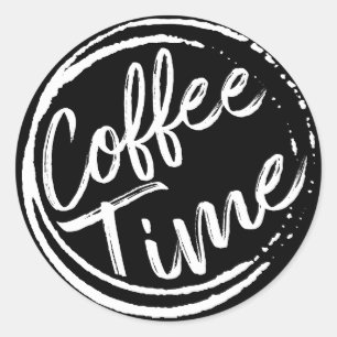 Kaffeezeitquoten über Kaffee Runder Aufkleber