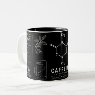 Kaffein-Molekül-Formel Weiße Linienkunst Zweifarbige Tasse