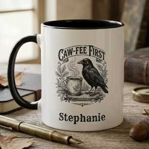 Kaffeinsüchtiger Lustiger Rabe Gothic-Vogel Kunstg Tasse
