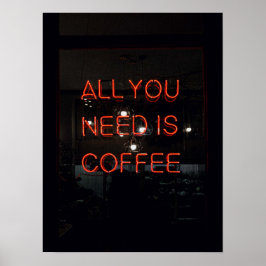 KAFFELOVER QUOTE RED BLACK POSTER
