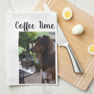 Kaffezeit mit einem süßen Sheltie! Geschirrtuch