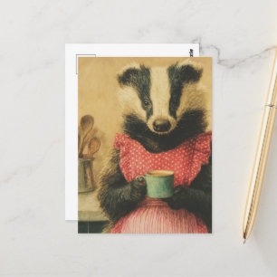 Kaffezeit mit Miss Badger Postkarte