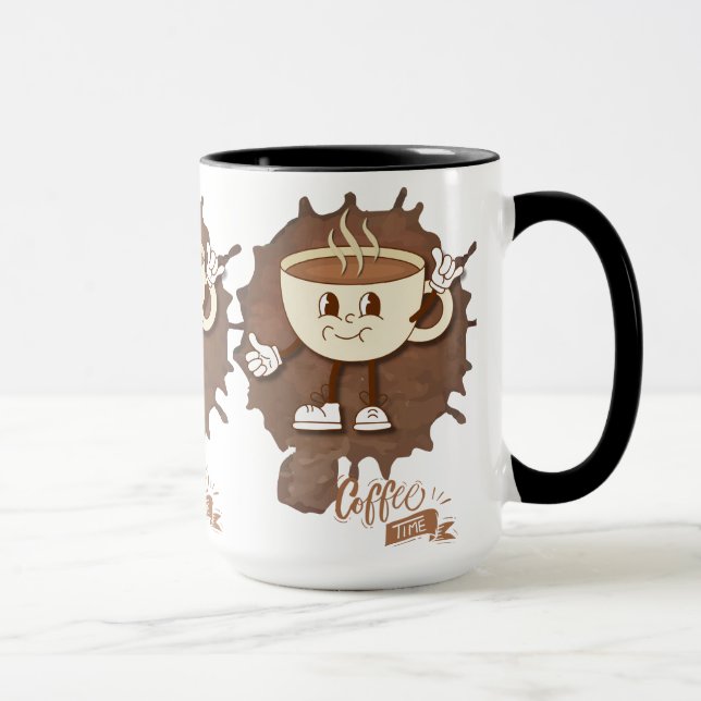 **Kaffezeit – Süße lächelnde Tasse Dampf  (Rechts)