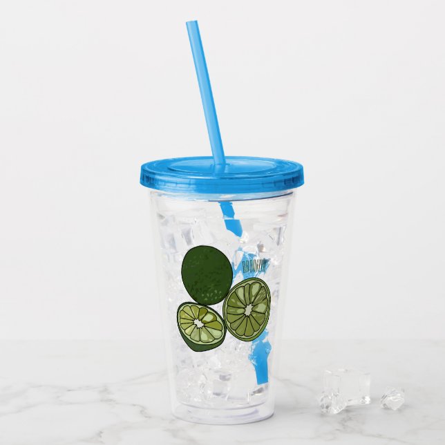 Kaffir Limon Cartoon Illustration Acryltrinkbecher (Vorderseite Ice)