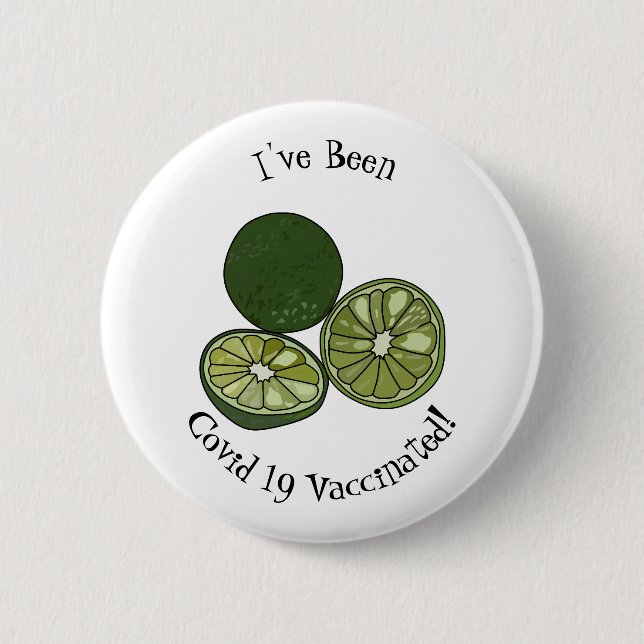 Kaffir Limon Cartoon Illustration Button (Vorderseite)