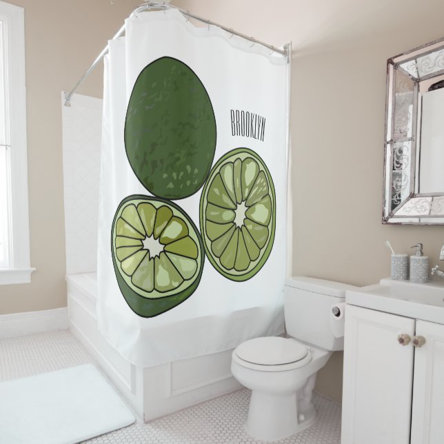 Kaffir Limon Cartoon Illustration Duschvorhang (Beispiel)