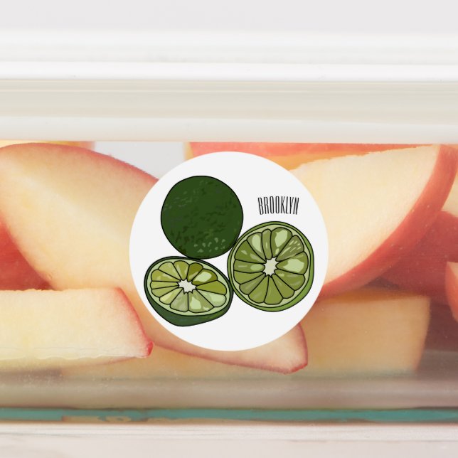 Kaffir Limon Cartoon Illustration Etiketten (Befestigt)