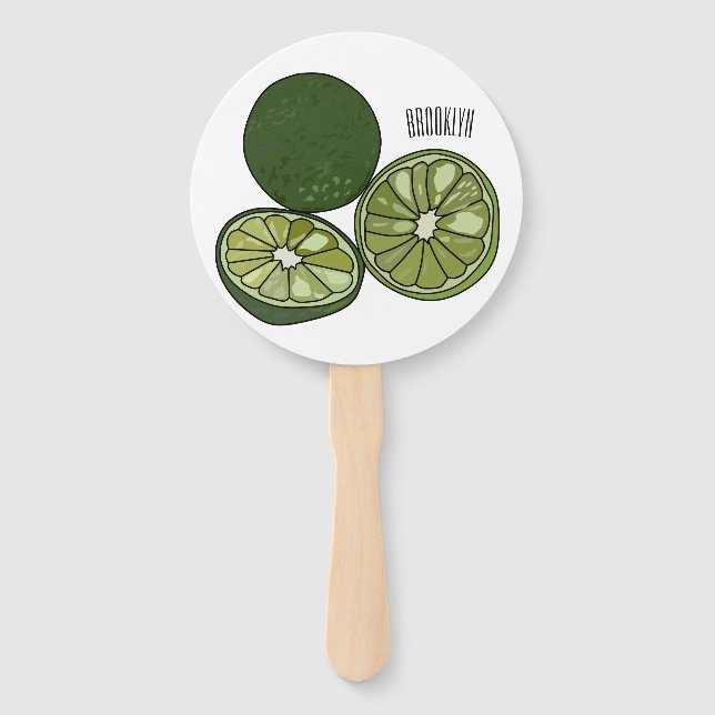 Kaffir Limon Cartoon Illustration Fächer (Vorderseite)