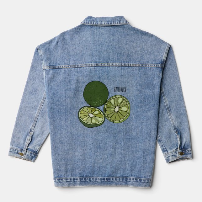Kaffir Limon Cartoon Illustration Jeansjacke (Rückseite)