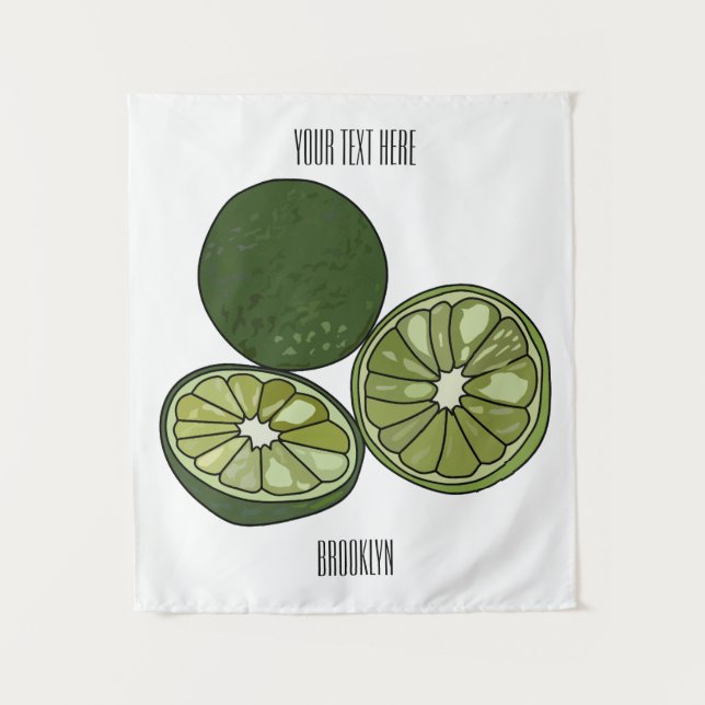 Kaffir Limon Cartoon Illustration Wandteppich (Vorderseite)