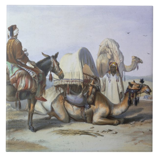Kafila mit einem Kamel, das ein Hodesh, Fliese (Vorderseite)