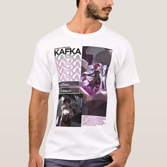 Kafka Character Info - Honkai Star Rail T-Shirt (Vorderseite)