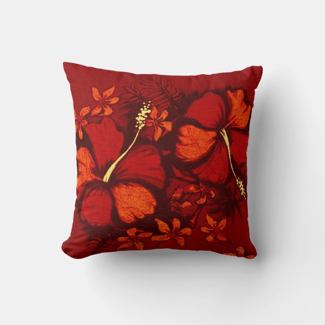 Kahala Hibiskus Hawaiian Tropical Square Pillows Kissen (Vorderseite)